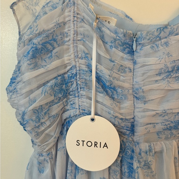 Blue Ruffle Midi Dress - Picture 5 of 7